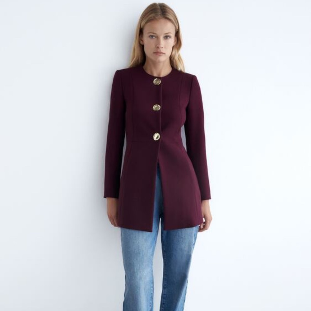 Zara - FITTED FROCK COAT WITH METAL BUTTON - NWT XL